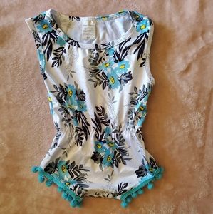 Romper with fringe ball detail